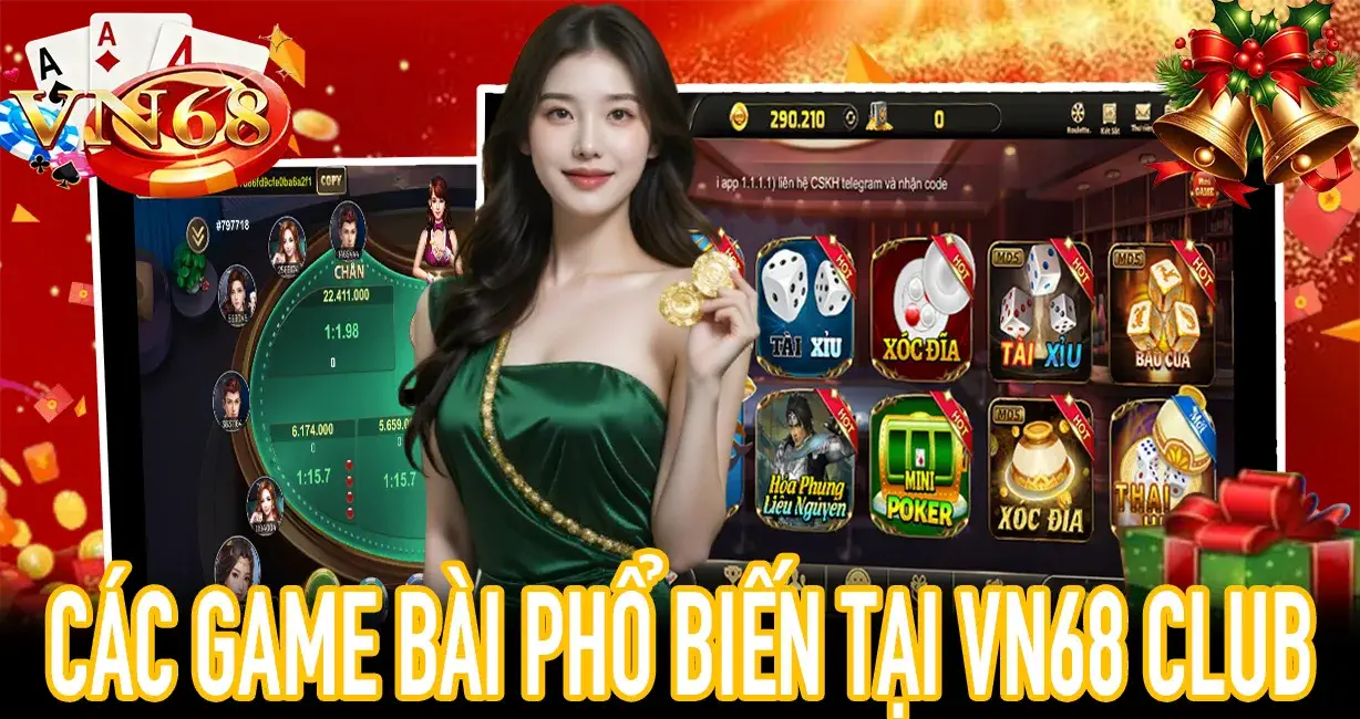 Hình minh họa Poker, Tài Xỉu, Bầu Cua, Xóc Đĩa VN68